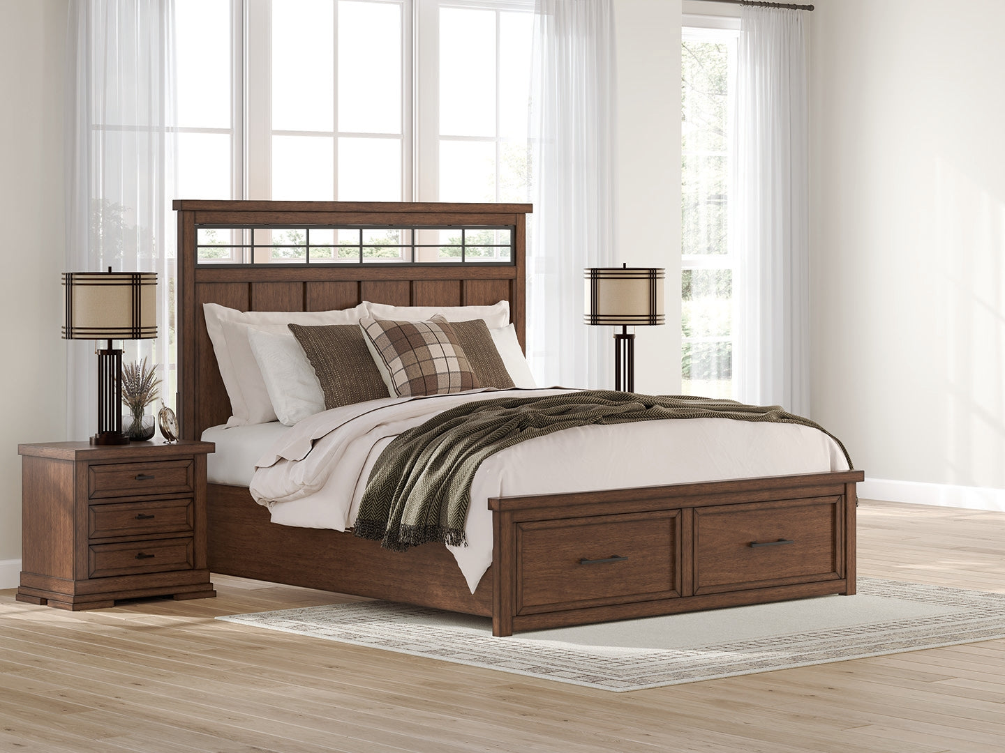 Ocala Furniture Outlet - Ashley Furniture - Taffenbrook Bedroom - California King Panel Storage Bed / Medium Brown - B849B5