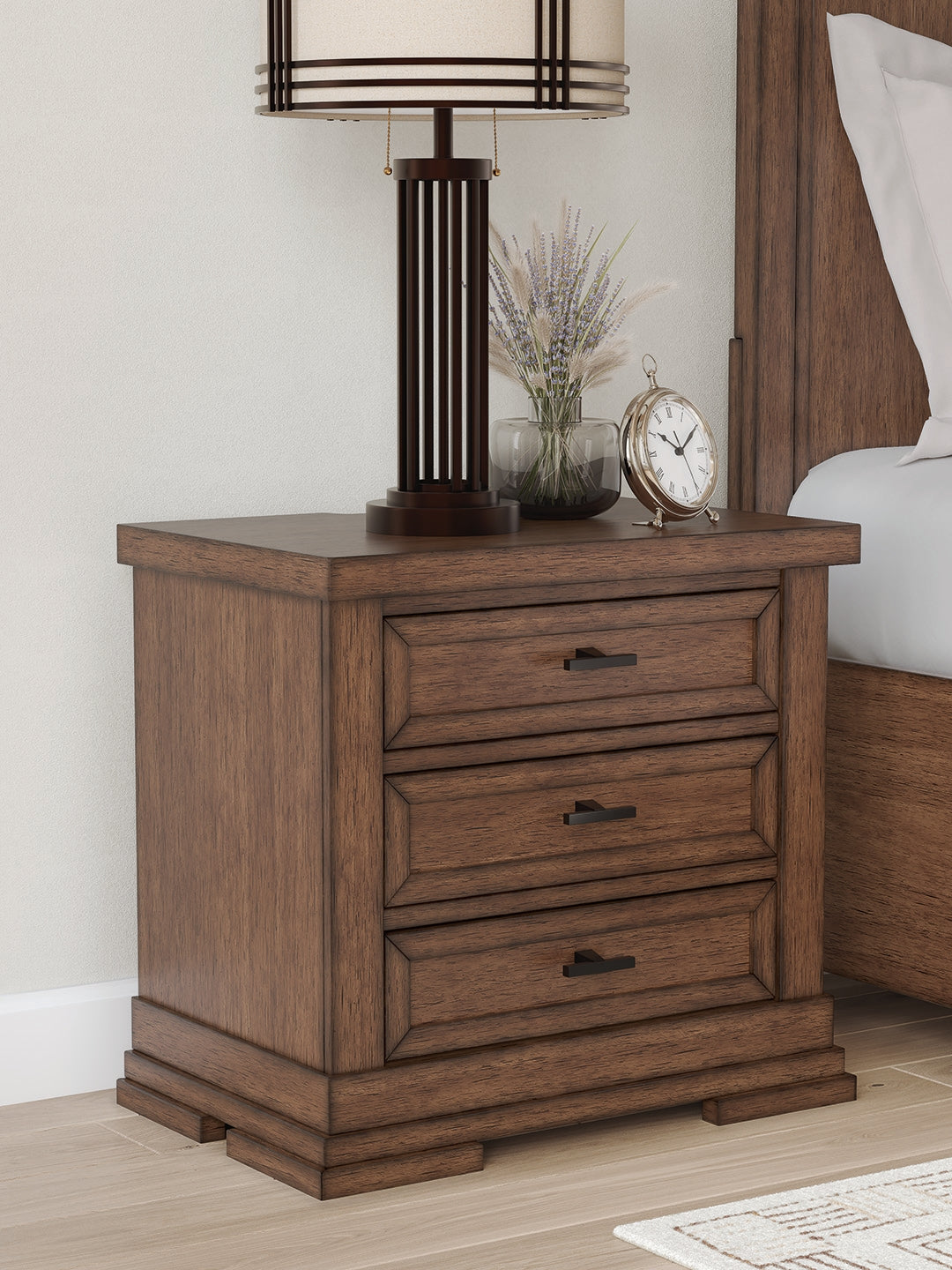 Ocala Furniture Outlet - Ashley Furniture - Taffenbrook Bedroom - Three Drawer Night Stand / Medium Brown - B849-93