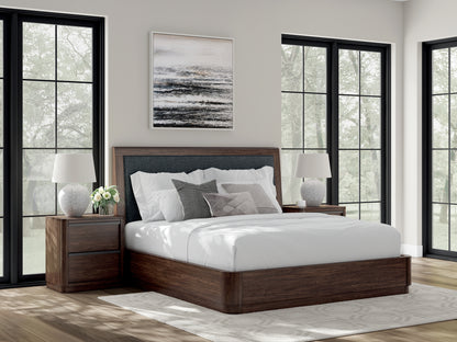 Ocala Furniture Outlet - Ashley Furniture - Dilenno Bedroom - King Upholstered Panel Bed / Dark Brown - PCB857B8