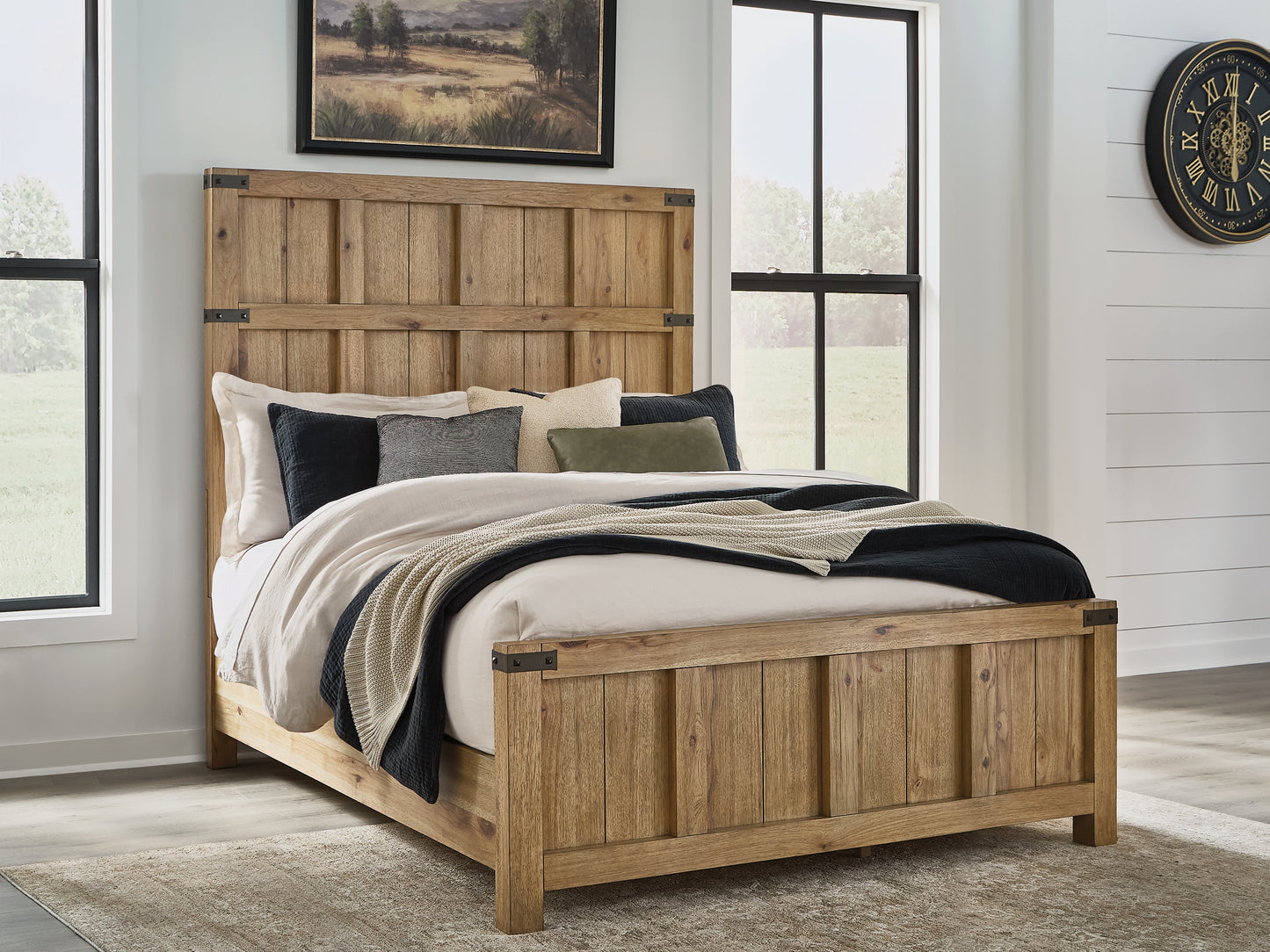 Ocala Furniture Outlet - Ashley Furniture - Ridgester Bedroom - Queen Panel Bed / Light Brown - B858B2