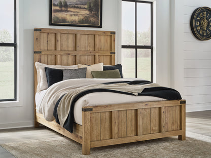 Ocala Furniture Outlet - Ashley Furniture - Ridgester Bedroom - Queen Panel Bed / Light Brown - B858B2