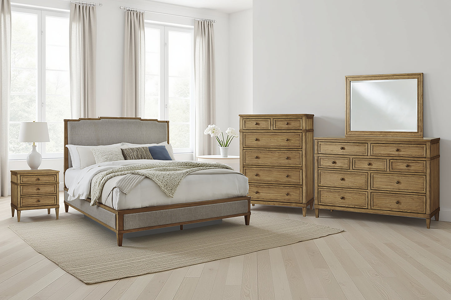 Ocala Furniture Outlet - Ashley Furniture - Sharlance Bedroom - Queen Upholstered Panel Bed / Green/Brown - B895B2
