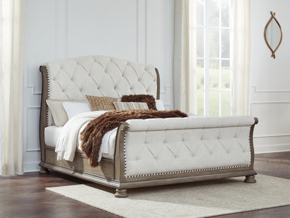 Ocala Furniture Outlet - Ashley Furniture - Ardenfield Bedroom - California King Upholstered Sleigh Bed / Light Brown - B944B5