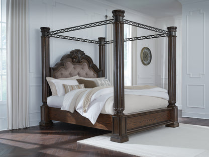 Ocala Furniture Outlet - Ashley Furniture - Maylee Bedroom - King Canopy Bed / Dark Brown - B947B10