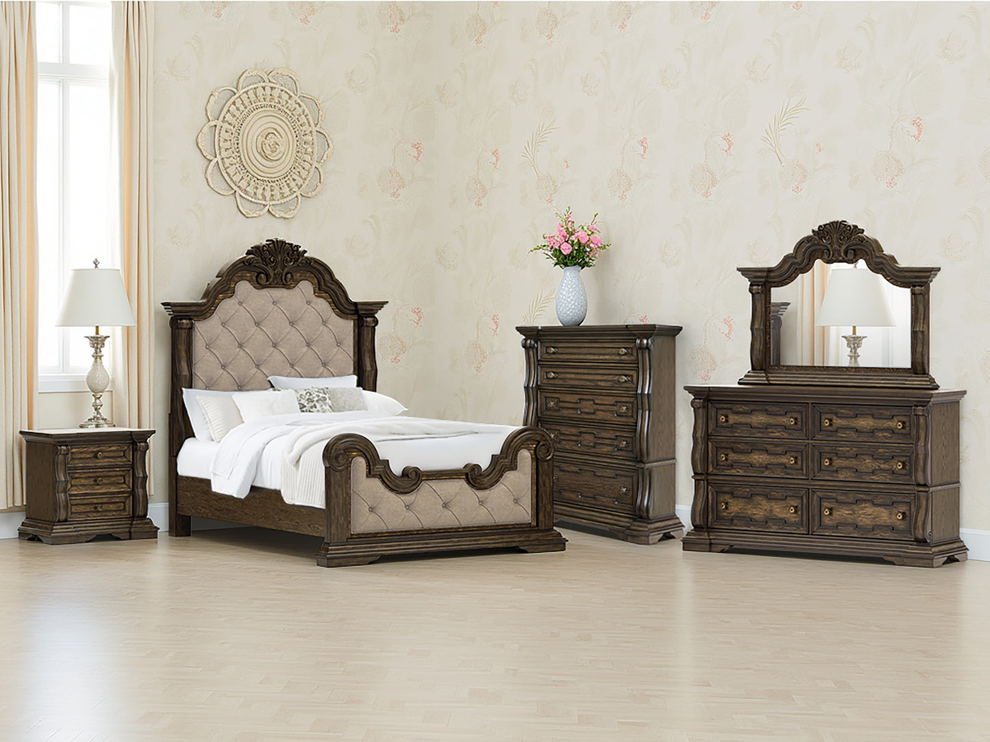 Ocala Furniture Outlet - Ashley Furniture - Maylee Bedroom - Queen Upholstered Bed / Dark Brown - B947B2
