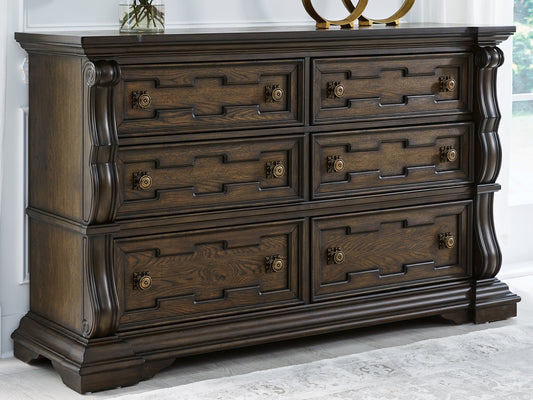 Ocala Furniture Outlet - Ashley Furniture - Maylee Bedroom - Dresser and Mirror / Dark Brown - B947B1