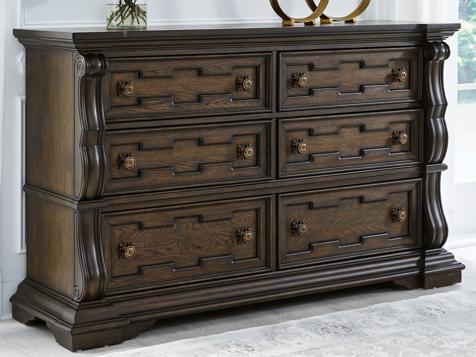 Ocala Furniture Outlet - Ashley Furniture - Maylee Bedroom - Dresser and Mirror / Dark Brown - B947B1