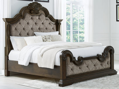 Ocala Furniture Outlet - Ashley Furniture - Maylee Bedroom - King Upholstered Bed / Dark Brown - B947B4