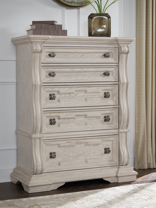Ocala Furniture Outlet - Ashley Furniture - Bruchandi Bedroom - California King Upholstered Panel Bed / Antique White - PCB948B5