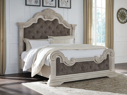 Ocala Furniture Outlet - Ashley Furniture - Bruchandi Bedroom - King Upholstered Panel Bed / Antique White - PCB948B4
