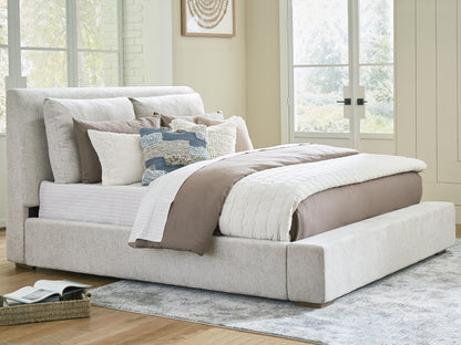 Ocala Furniture Outlet - Ashley Furniture - Cabalynn Bedroom - Queen Upholstered Bed / Light Brown - B974B2