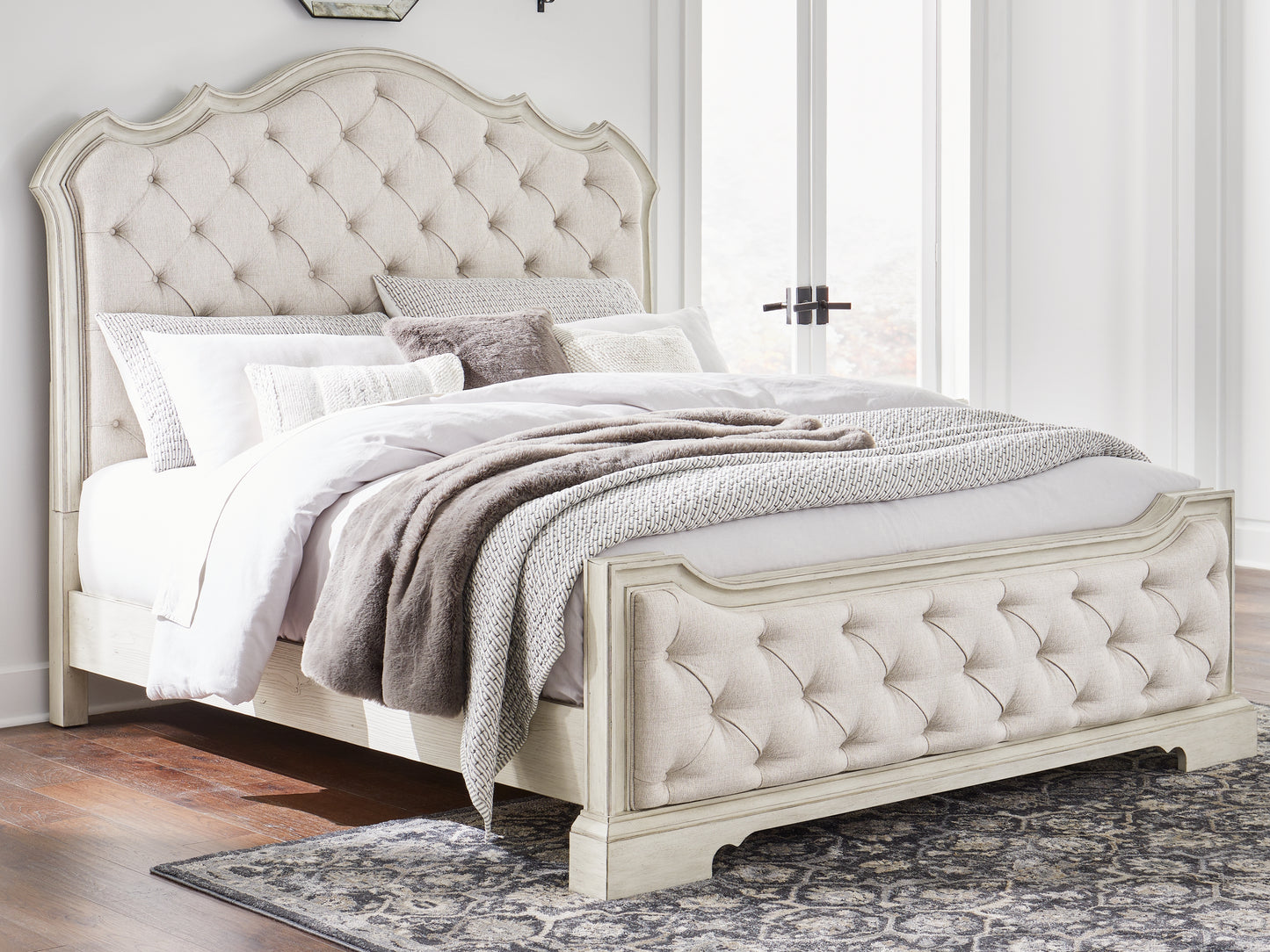 Ocala Furniture Outlet - Ashley Furniture - Arlendyne Bedroom - California King Upholstered Bed / Antique White - B980B5