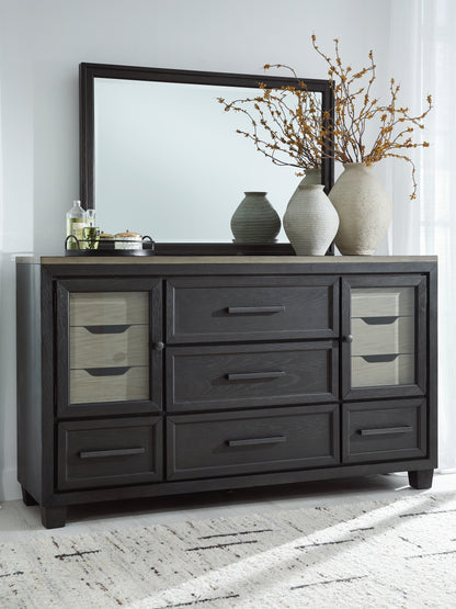 Ocala Furniture Outlet - Ashley Furniture - Foyland Bedroom - Dresser and Mirror / Black/Brown - B989B1