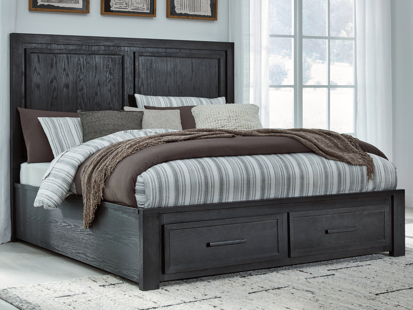 Ocala Furniture Outlet - Ashley Furniture - Foyland Bedroom - California King Panel Storage Bed / Black/Brown - B989B5
