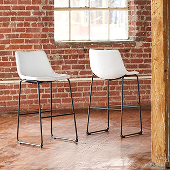 Ocala Furniture Outlet - Ashley Furniture - Centiar Dining Room - Pub Height Bar Stool (Set of 2) / White - D372-730X2