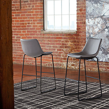 Ocala Furniture Outlet - Ashley Furniture - Centiar Dining Room - Pub Height Bar Stool (Set of 2) / Gray - D372-830X2