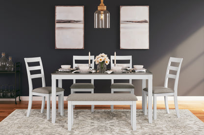 Ocala Furniture Outlet - Ashley Furniture - Stonehollow Dining Room - RECT DRM Table Set (6/CN) / White/Gray - D382-325