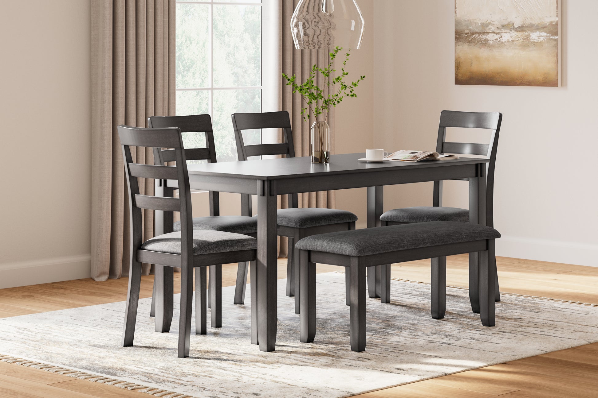 Ocala Furniture Outlet - Ashley Furniture - Bridson Dining Room - RECT DRM Table Set (6/CN) / Gray - D383-325