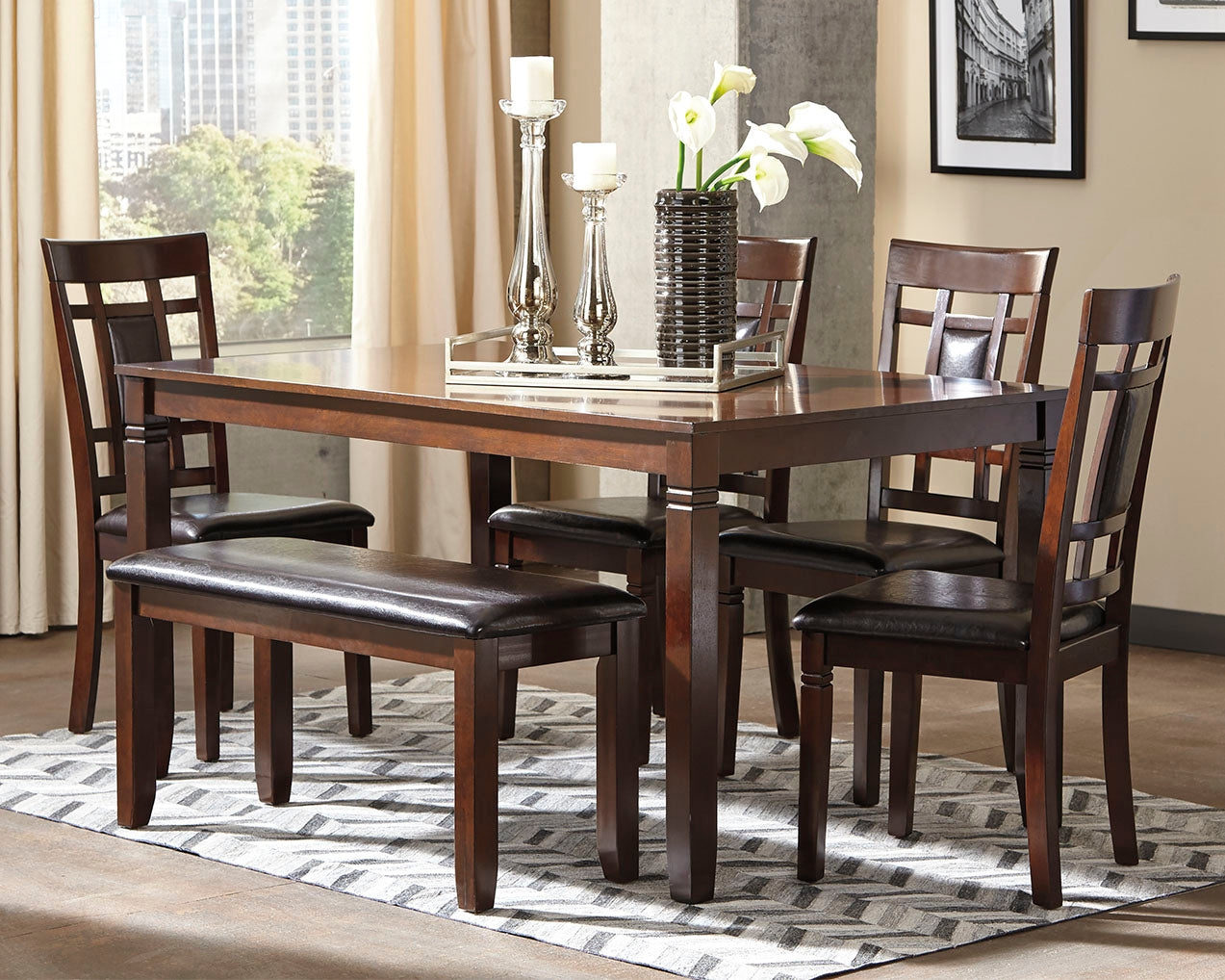 Ocala Furniture Outlet - Ashley Furniture - Bennox Dining Room - Dining Room Table Set (6/CN) / Brown - D384-325
