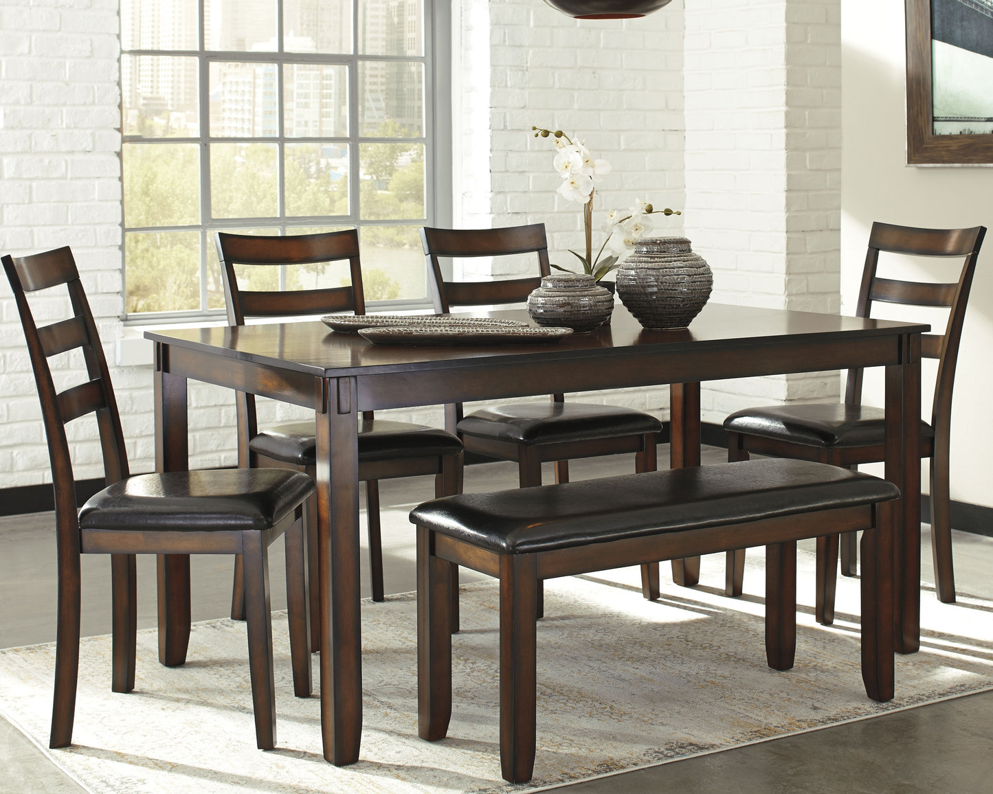 Ocala Furniture Outlet - Ashley Furniture - Coviar Dining Room - Dining Room Table Set (6/CN) / Brown - D385-325