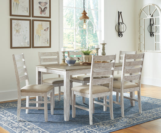 Ocala Furniture Outlet - Ashley Furniture - Skempton Dining Room - RECT DRM Counter TBL Set(7/CN) / White/Light Brown - D394-423