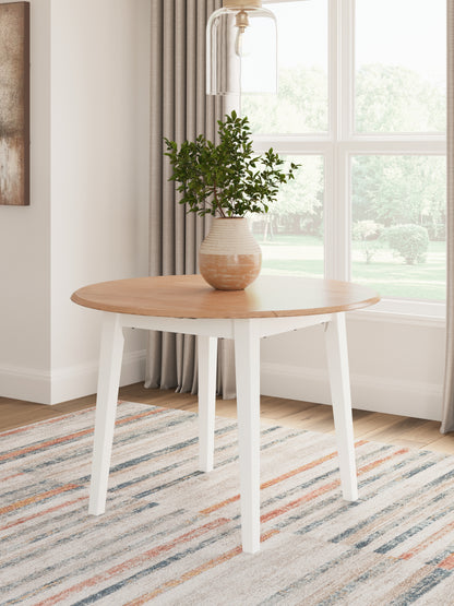 Ocala Furniture Outlet - Ashley Furniture - Gesthaven Dining Room - Round DRM Drop Leaf Table / Natural/White - D398-15