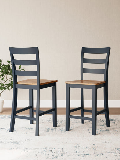 Ocala Furniture Outlet - Ashley Furniture - Gesthaven Dining Room - Counter Height Barstool (Set of 2) / Natural/Blue - D399-124X2
