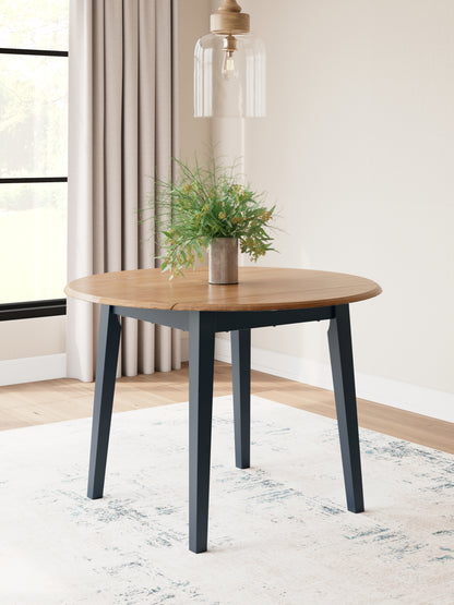 Ocala Furniture Outlet - Ashley Furniture - Gesthaven Dining Room - Round DRM Drop Leaf Table / Natural/Blue - D399-15
