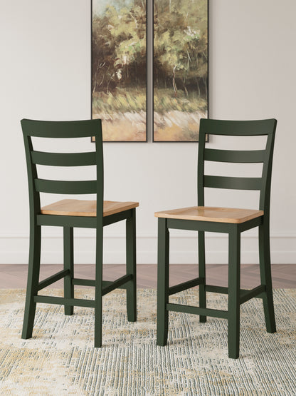 Ocala Furniture Outlet - Ashley Furniture - Gesthaven Dining Room - Counter Height Barstool (Set of 2) / Natural/Green - D401-124X2