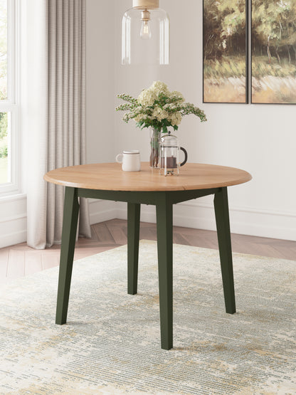 Ocala Furniture Outlet - Ashley Furniture - Gesthaven Dining Room - Round DRM Drop Leaf Table / Natural/Green - D401-15