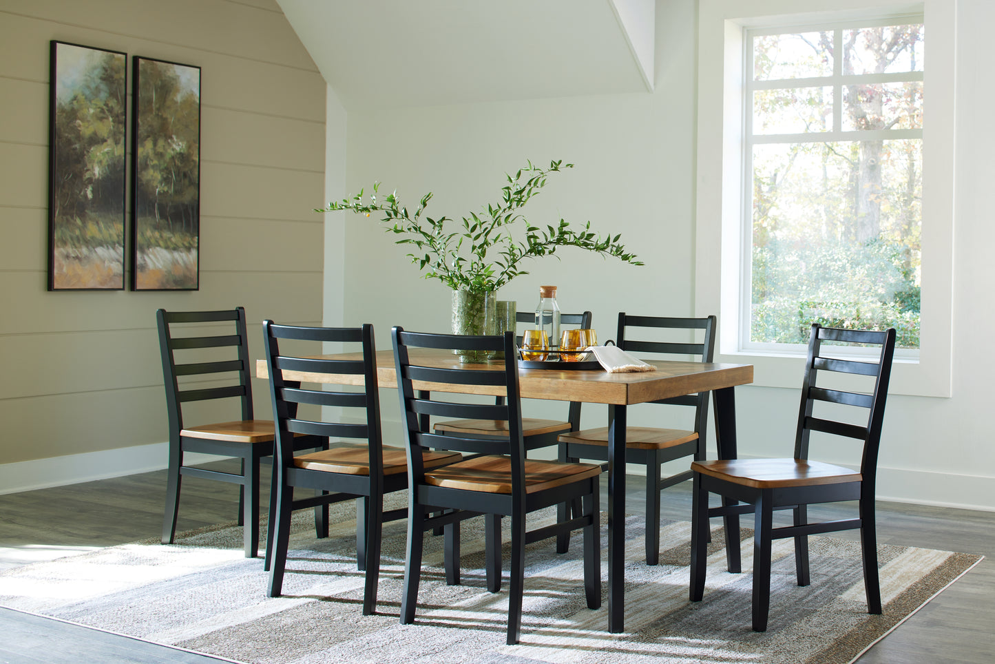 Ocala Furniture Outlet - Ashley Furniture - Blondon Dining Room - RECT DRM Table Set (7/CN) / Brown/Black - D413-425