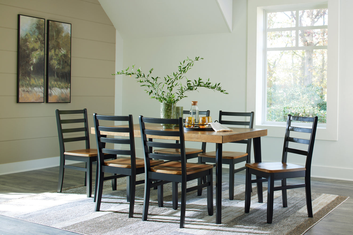 Ocala Furniture Outlet - Ashley Furniture - Blondon Dining Room - RECT DRM Table Set (7/CN) / Brown/Black - D413-425