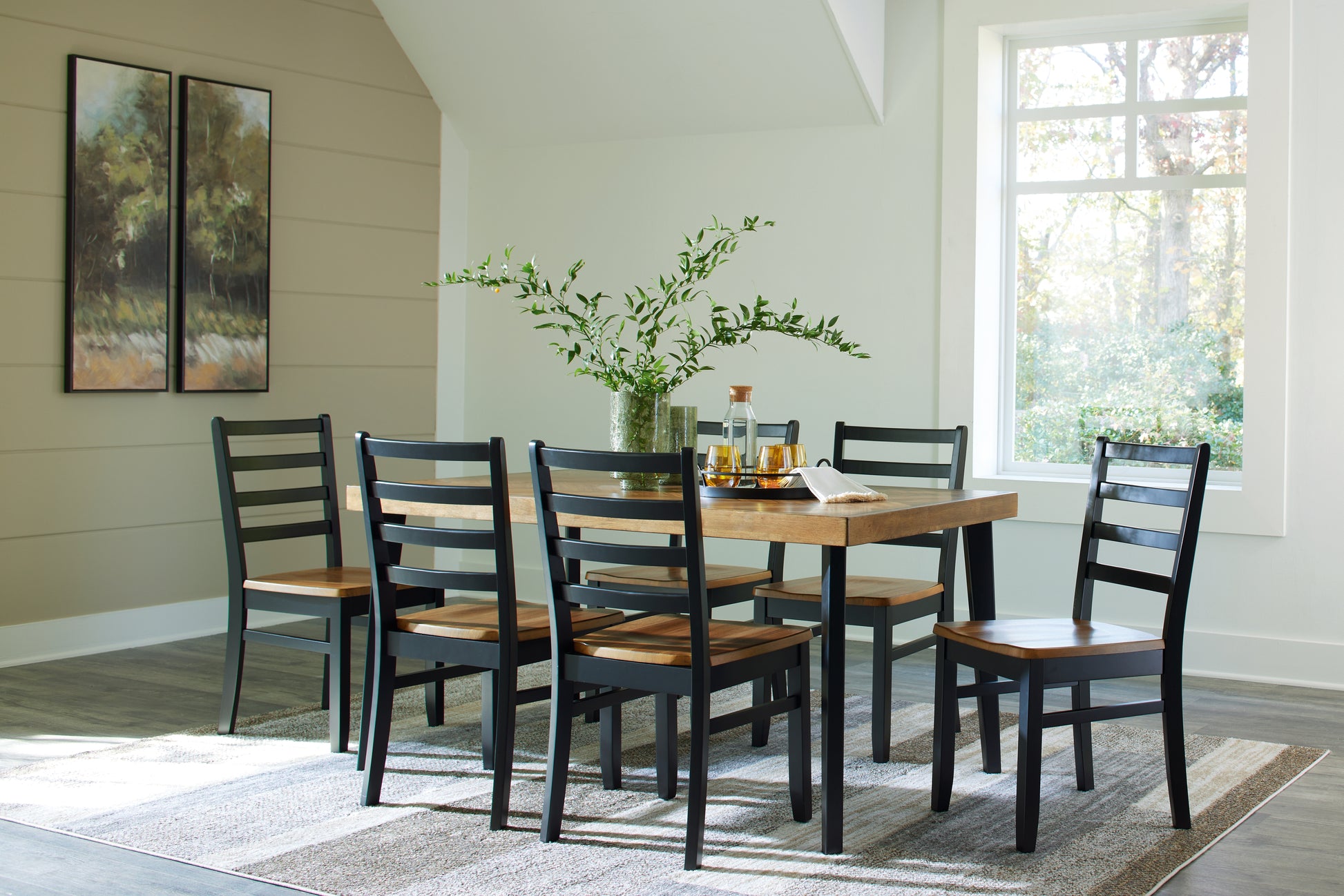 Ocala Furniture Outlet - Ashley Furniture - Blondon Dining Room - RECT DRM Table Set (7/CN) / Brown/Black - D413-425