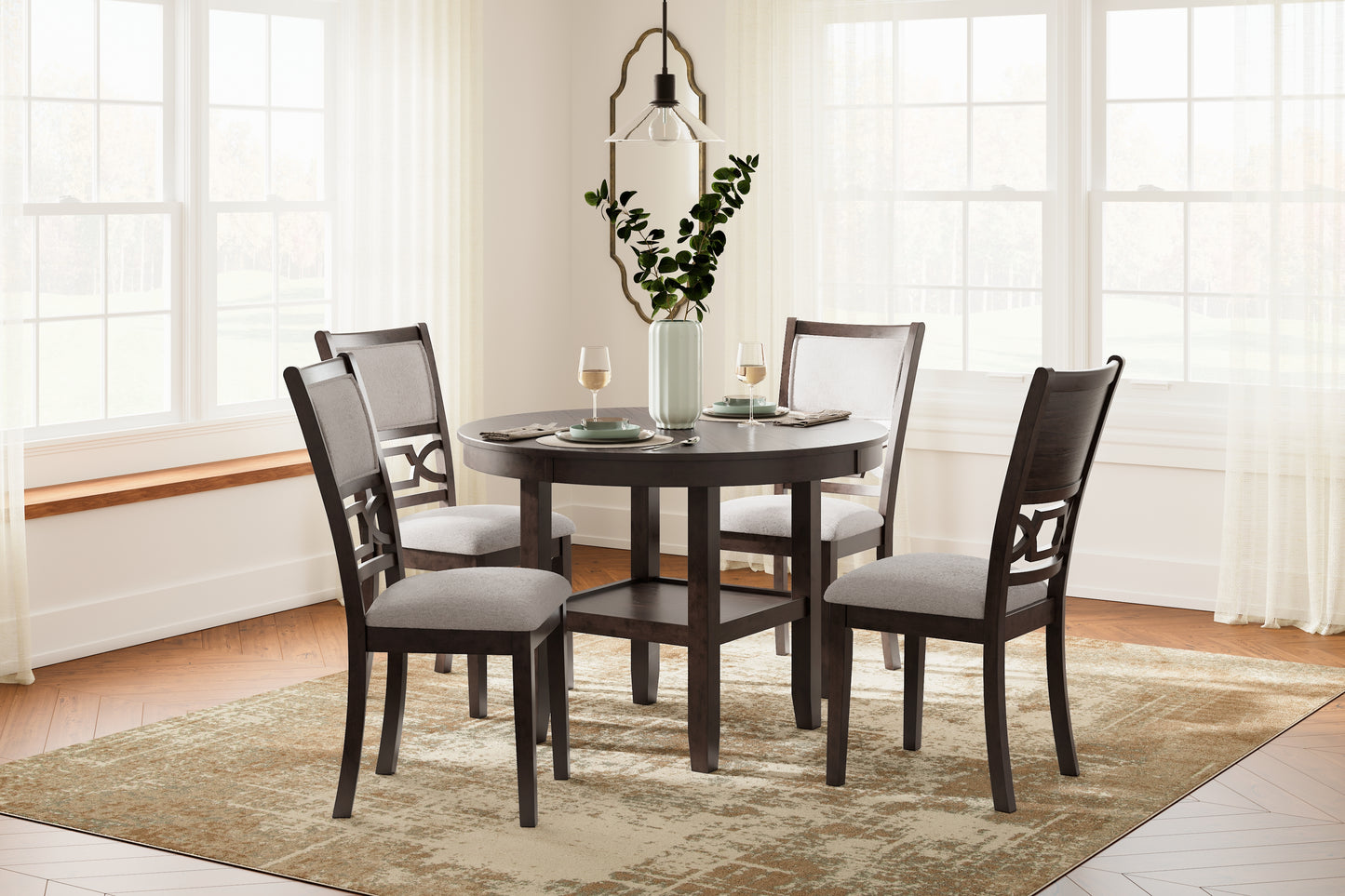 Ocala Furniture Outlet - Ashley Furniture - Langwest Dining Room - Dining Room Table Set (5/CN) / Brown - D422-225