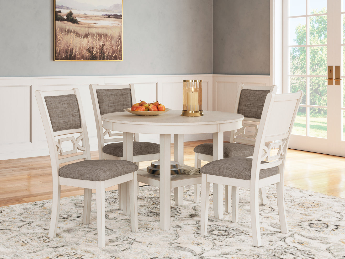 Ocala Furniture Outlet - Ashley Furniture - Erinberg Dining Room - Dining Room Table Set (5/CN) / Antique White - D423-225