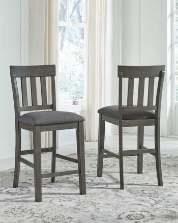 Ocala Furniture Outlet - Ashley Furniture - Hallanden Dining Room - Counter Height Bar Stool (Set of 2) / Two-tone Gray - D589-124X2