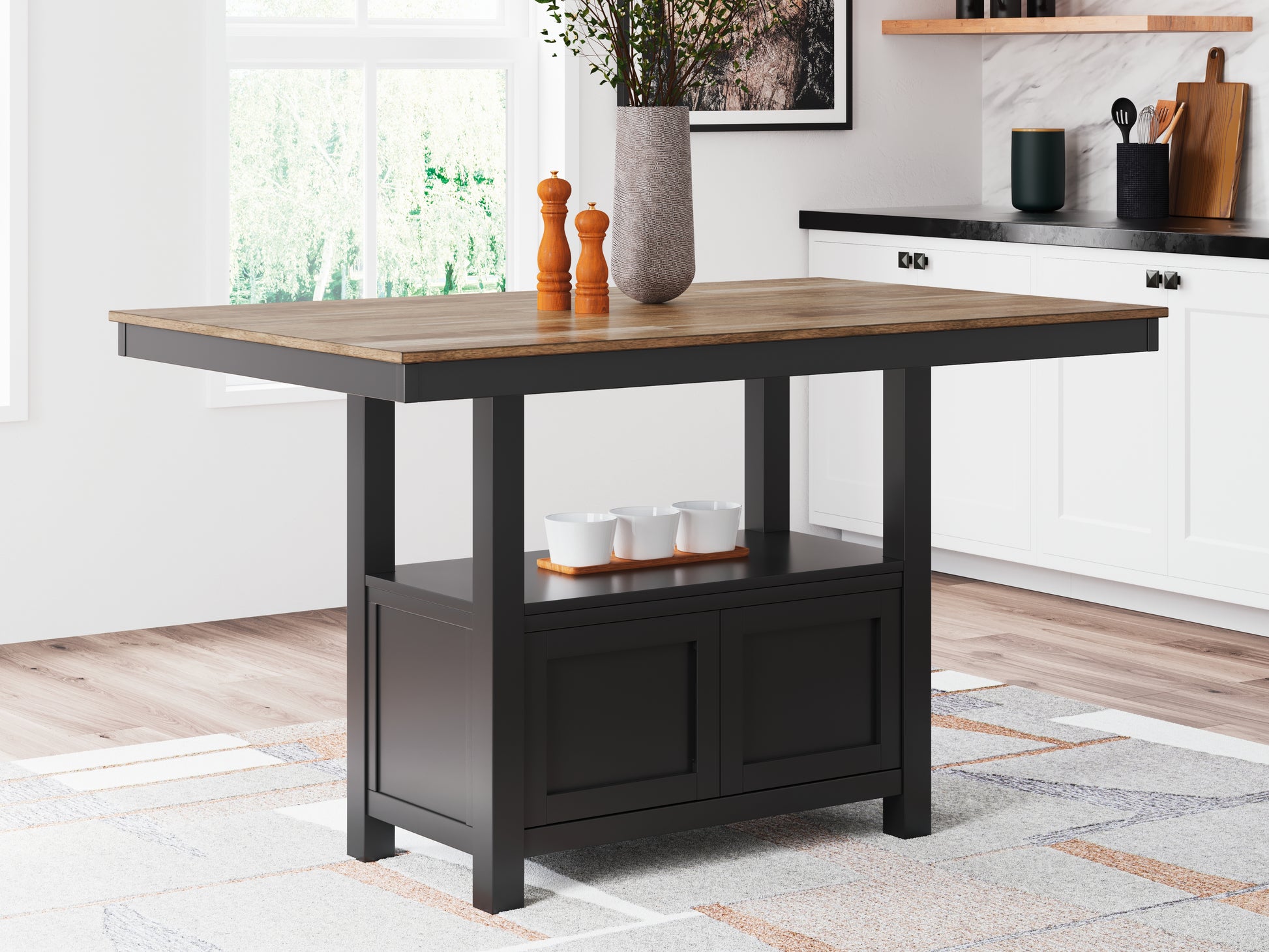 Ocala Furniture Outlet - Ashley Furniture - Wildenauer Dining Room - RECT Dining Room Counter Table / Brown/Black / 60"W x 38"D x 36"H - D634-13