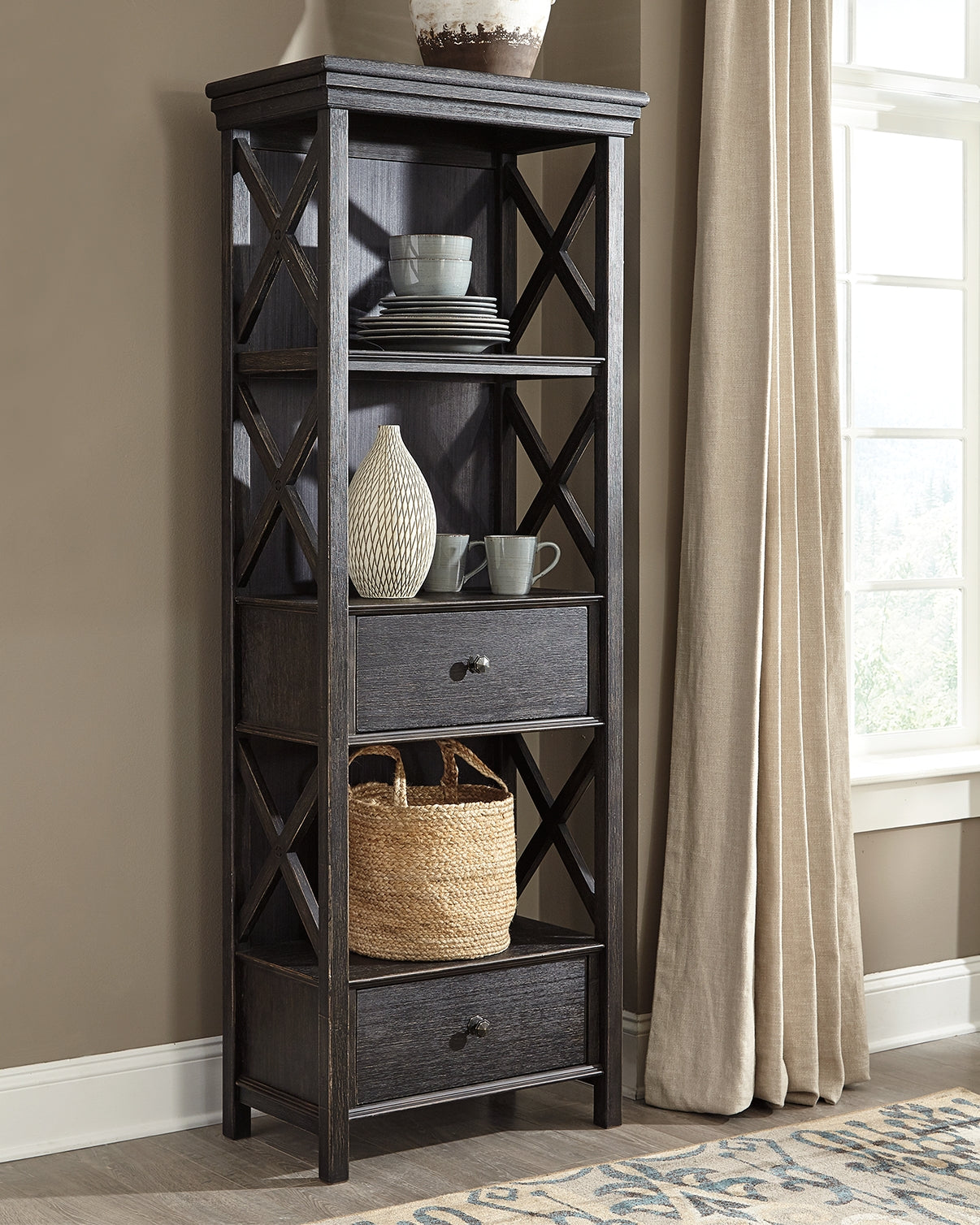 Ocala Furniture Outlet - Ashley Furniture - Tyler Creek Dining Room - Display Cabinet / Black/Gray - D736-76