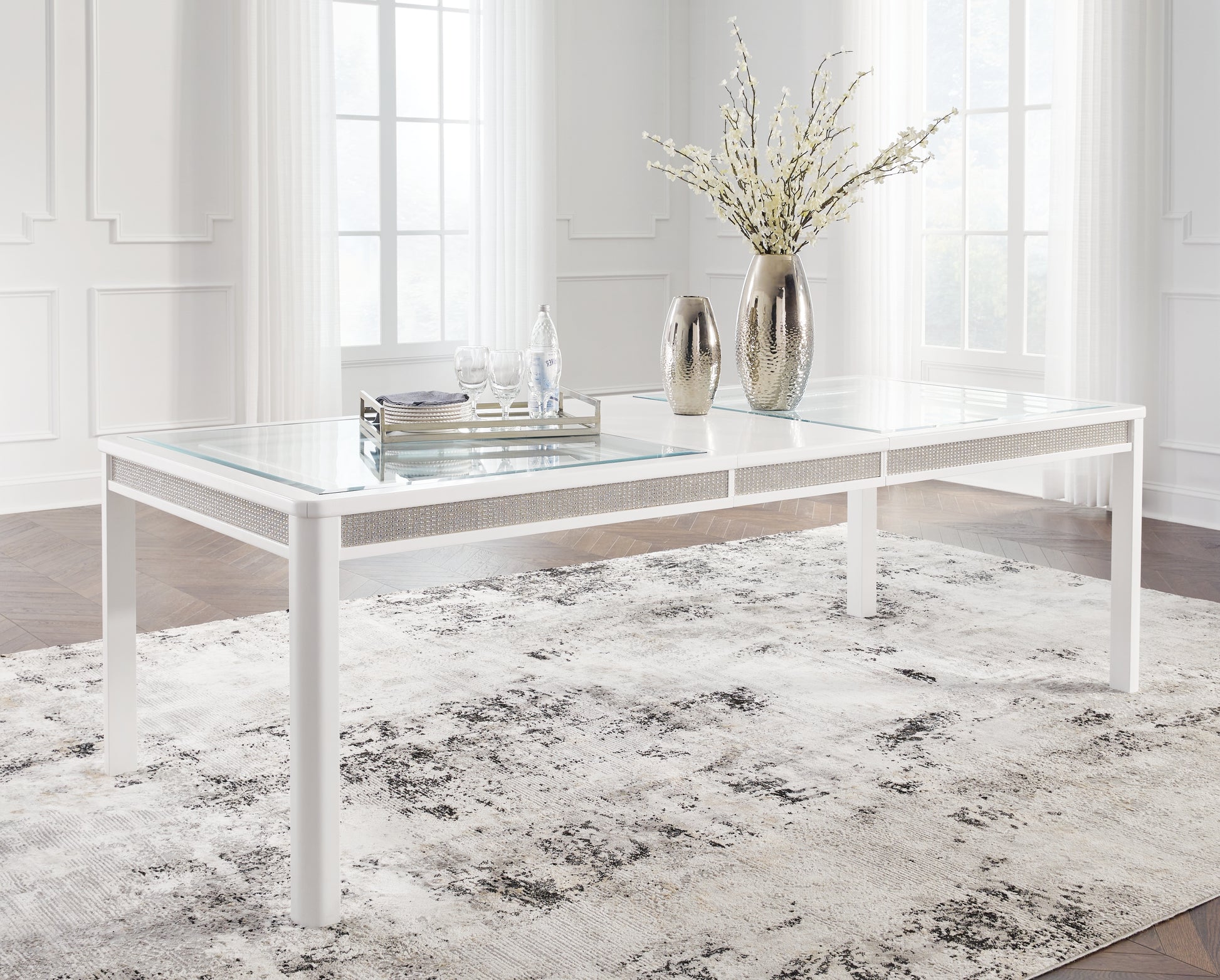 Ocala Furniture Outlet - Ashley Furniture - Chalanna Dining Room - RECT Dining Room EXT Table / White - D822-35