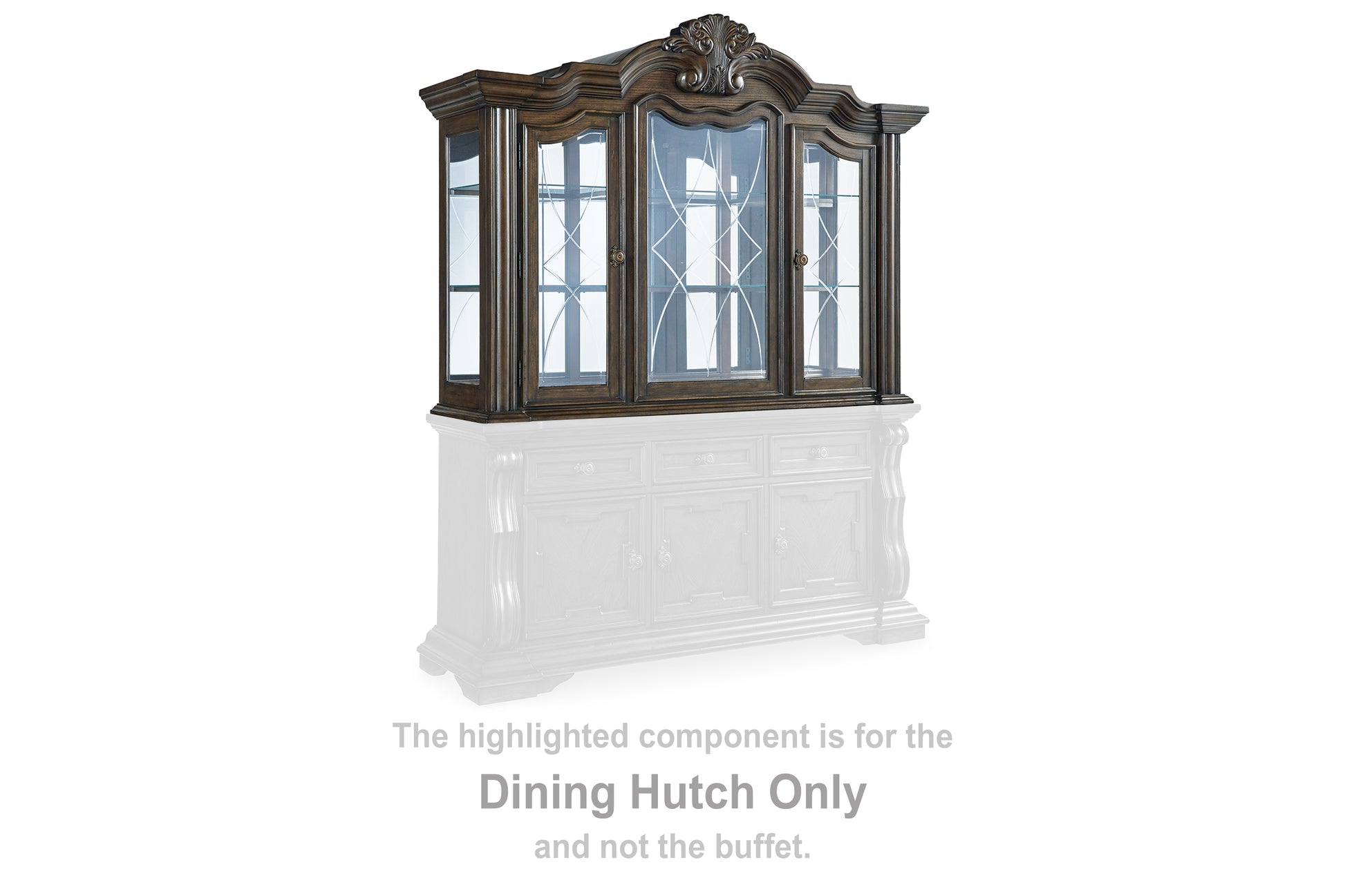 Ocala Furniture Outlet - Ashley Furniture - Maylee Dining Room - Dining Room Hutch / Dark Brown / 72"W x 21"D x 55"H - D947-81