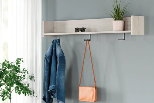 Ocala Furniture Outlet - Ashley Furniture - Socalle Wall Decor - Wall Mounted Coat Rack w/Shelf / Light Natural - EA1864-151