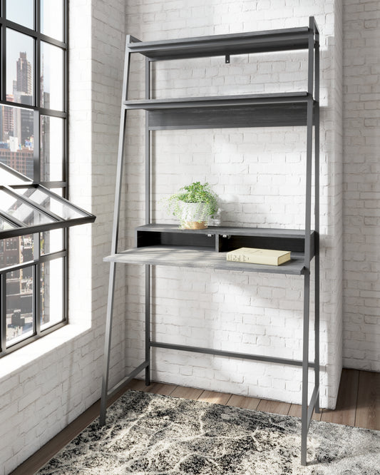 Ocala Furniture Outlet - Ashley Furniture - Yarlow Office Desk - Home Office Desk and Shelf / Black - H215-27
