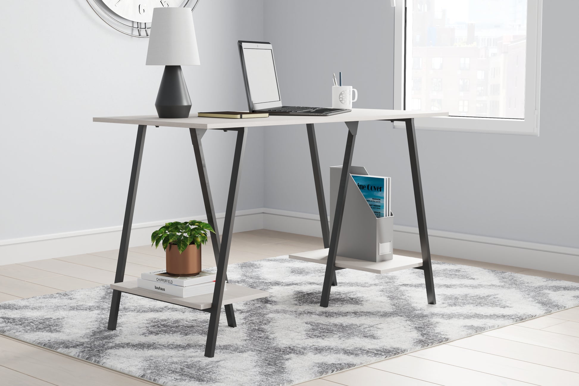 Ocala Furniture Outlet - Ashley Furniture - Bayflynn Office Desk - Home Office Desk / White/Black - H288-27