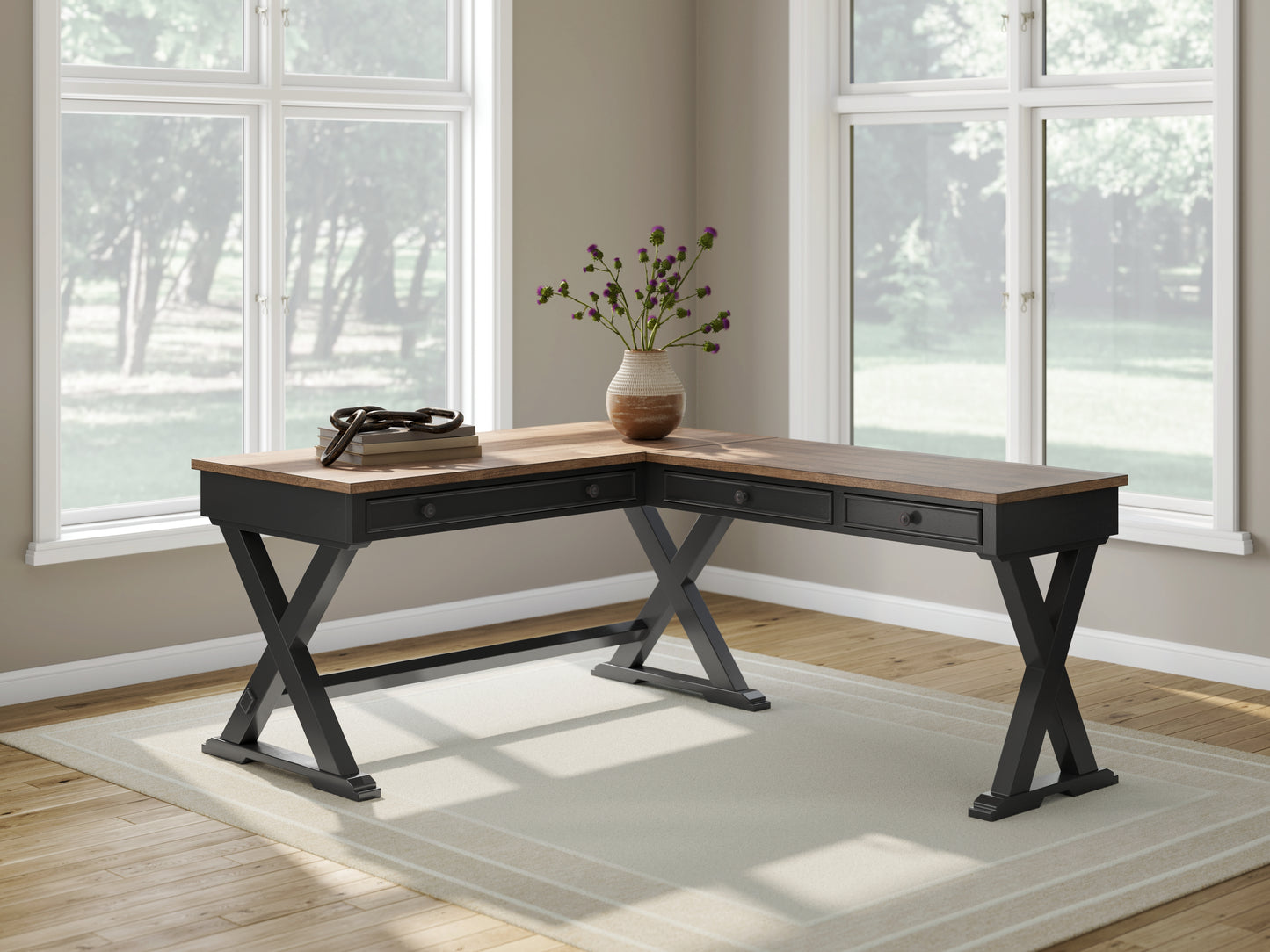 Ocala Furniture Outlet - Ashley Furniture - Wildenauer Office Desk - Home Office Desk / Brown/Black - H664H2