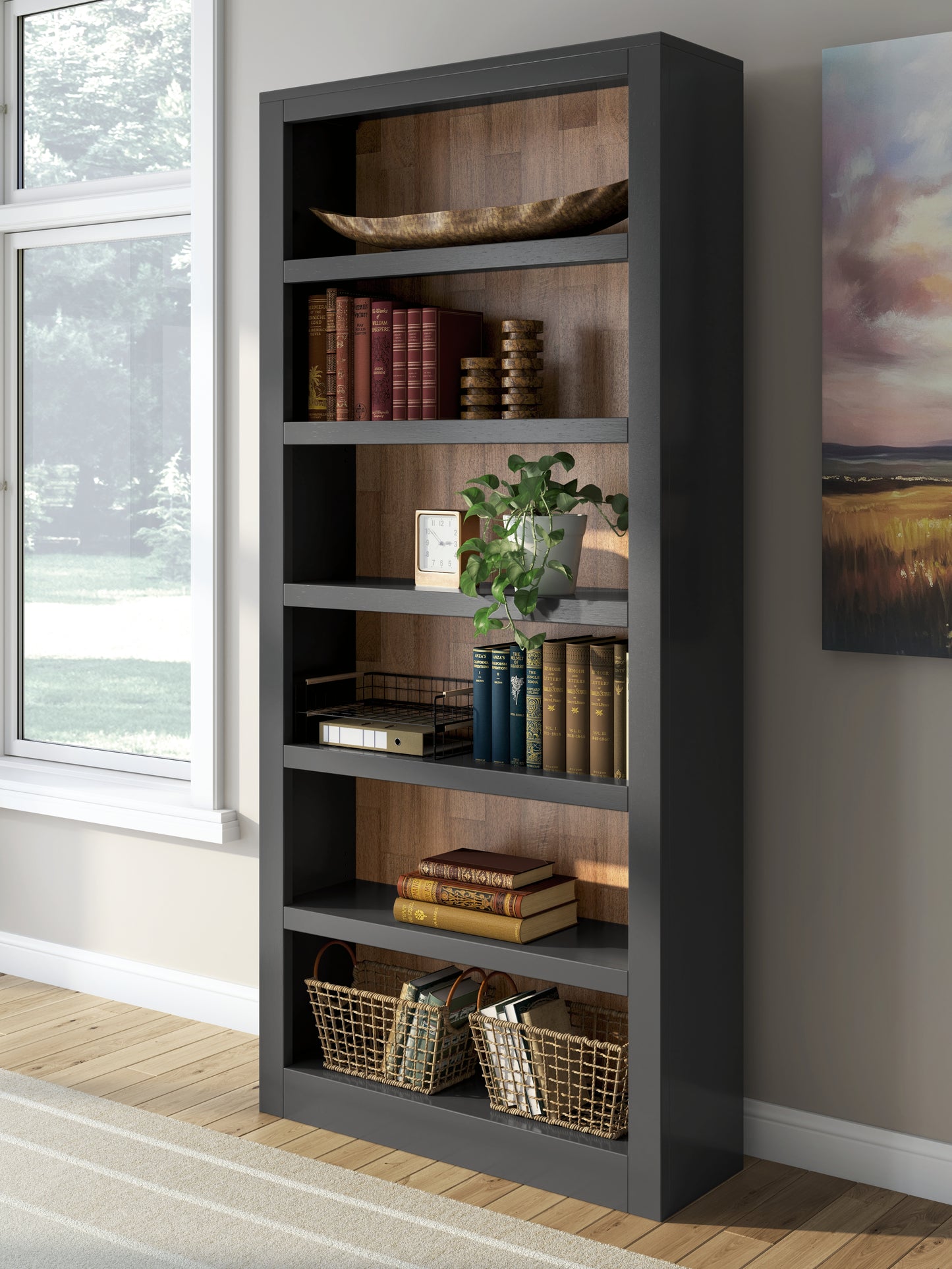 Ocala Furniture Outlet - Ashley Furniture - Wildenauer Bookcase - Bookcase / Brown/Black - H664-70