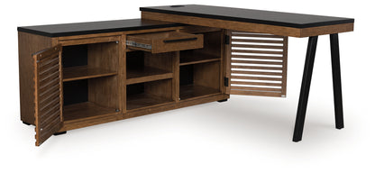 Ocala Furniture Outlet - Ashley Furniture - Kallari Office Desk - Credenza with Desk Return / Warm Brown/Black - H737H1