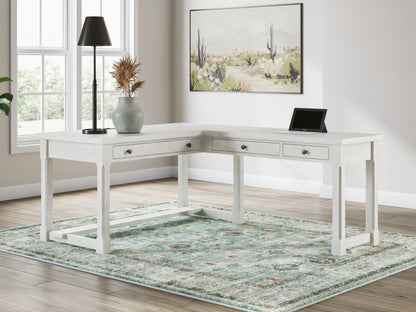 Ocala Furniture Outlet - Ashley Furniture - Robbinsdale Office Desk - L-Shaped Home Office Desk / Antique White - H742H1