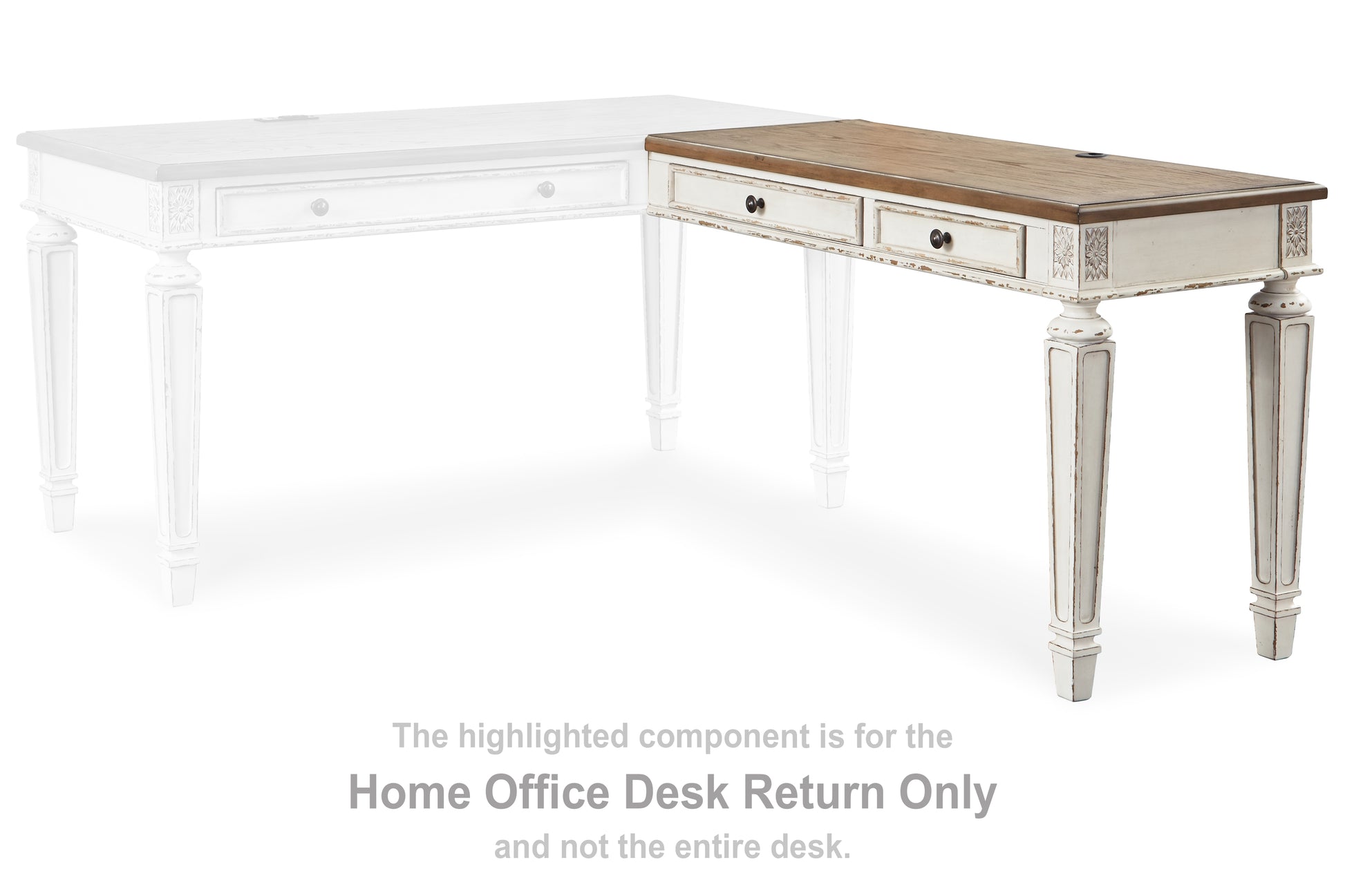 Ocala Furniture Outlet - Ashley Furniture - Realyn Office Desk - Home Office Desk / White/Brown - H743-34