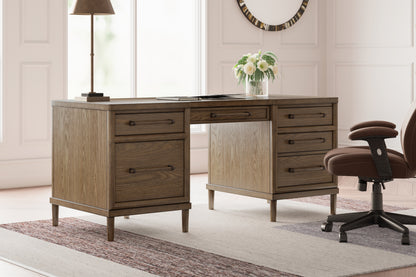 Ocala Furniture Outlet - Ashley Furniture - Roanhowe Office Desk - Home Office Desk / Brown - H769-21