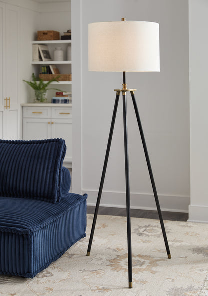 Ocala Furniture Outlet - Ashley Furniture - Cashner Lighting - Metal Floor Lamp (1/CN) / Black/Gold Finish - L206101
